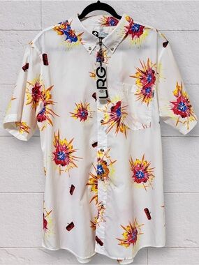 NWT LRG Lifted Research Group TNT Dynamite Firecracker Graphic Button Down 2XL